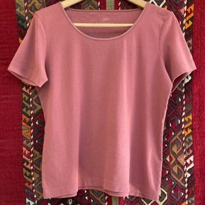 Super Soft! J Jill - M - Compassion Tee - Rose Pink, Satin Edged Scoop Neck